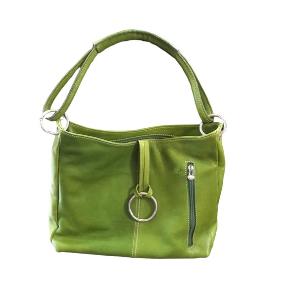 Green Leather Italian Shoulder Bag Purse - Picture 4 of 9